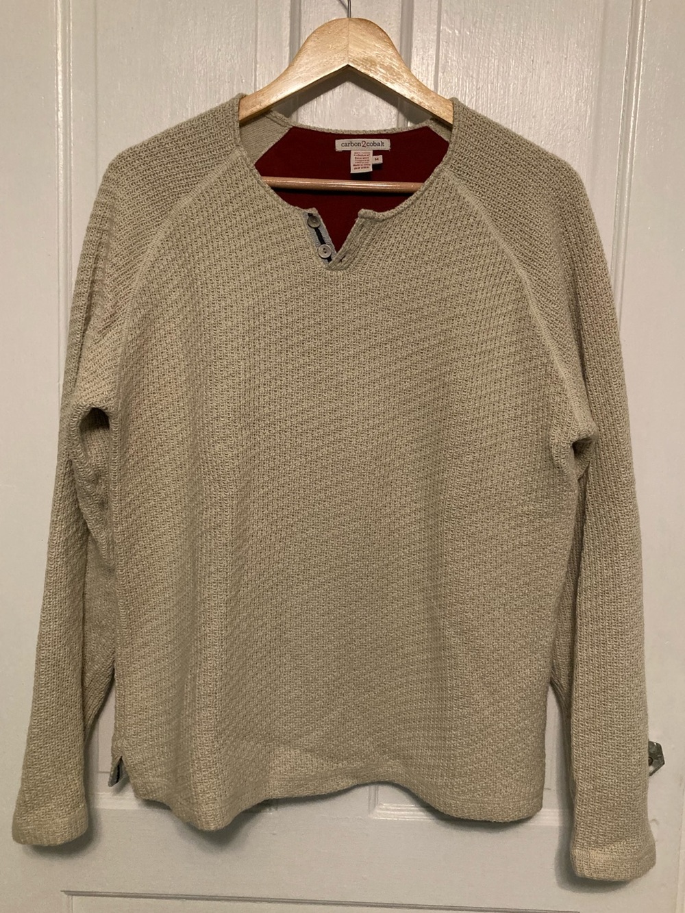 Men's Crewneck Waffle Knit Sweater - Camel/Tan